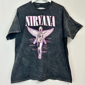 Nirvana Women’s In Utero Cotton Short Sleeve Graphic Tee Black Purple NWOT